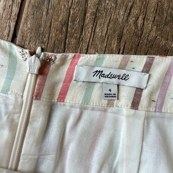 Madewell Button Slit Midi Skirt in Flecked Rainbow Stripe Cotton Size 4 - Picture 4 of 6